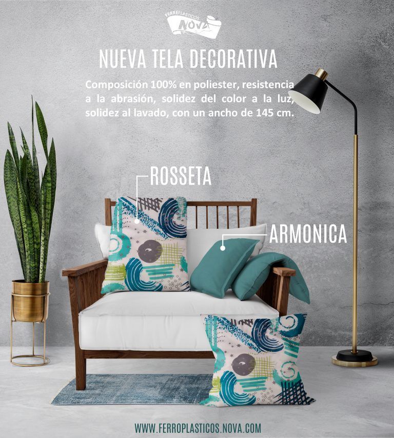 Tela para tapicería hogar ROSETA combinada con ARMONICA